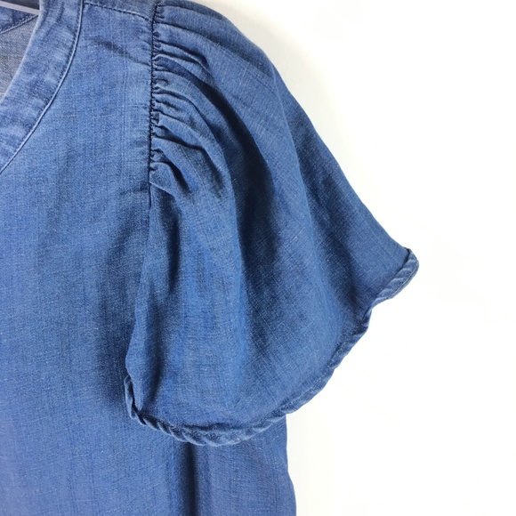 Ann Taylor Loft Women Chambray Denim Henley Blouse - Picture 7 of 8